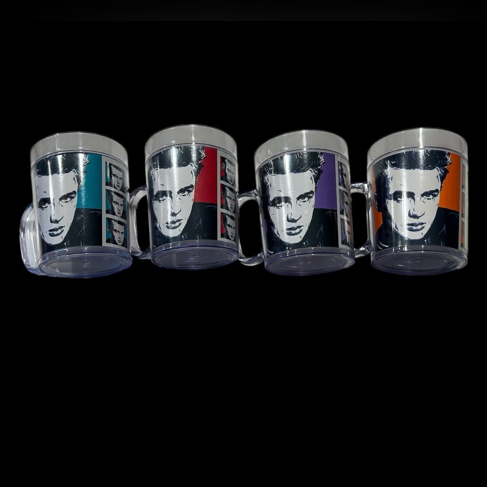 James Dean collector set of 4 cups made of a heavy duty plastic.